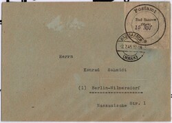 1945, Postverschlusszettel als Gebührenzettel verwendet auf Brief ...