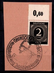 1946, Ziffern 2 Pf mit durchgezähntem Oberrand (Mi 300,-)  ...