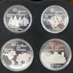 Silbermünzen-Set mit 2x 5 Dollar und 2x 10 Dollar, Olympia 1976 ...
