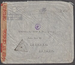 Thailand (Siam) 24.11.1939 Bangkok zensurierter Luftpostbief nach ...