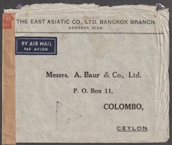 Thailand (Siam) 5.10.1940 Bangkok zensurierter Luftpostbief nach ...