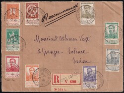 Belgien 15.4.1915 - R-Brief Vorderseite, kriegsbedingt aus Le Havre / ...