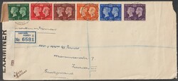 GB 6.5.1940 zensurierter R-FDC "100 Jahre Briefmarken" Mi. 215-220 ...
