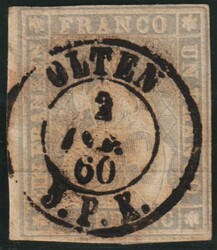 Strubel SBK 27C (SHBB2sz) vollrandig Vollstempel Olten 1860-??-01, ...