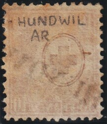 AR Hundwyl Langstempel auf 10 Rp. Sitzende Helvetia, Zahnfehler  ...