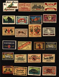 Sammlung alle Welt, Zündholzschachtel - Aufkleber, Werbung, ...