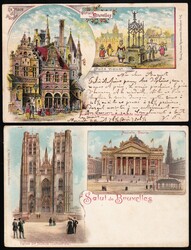 Belgien um 1897 5 Lithos von "Bruxelles" (3 gelaufen, 2 ungebraucht)  ...
