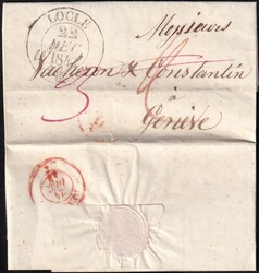 NE (LE) LOCLE 3 Vorphilabiefe mit Inhalt 1836, 1843 + 1852 ...