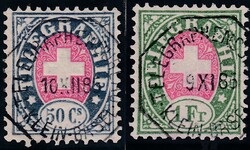 BS KLEIN-BASEL 10.12.1885 + 9.11.1885 Telegrafendatumsstempel auf 2 ...