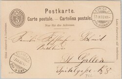 Ganzsache 5 Rp. mit Privatzudruck "Julius Brann Gruss aus Zürich ...