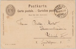 Ganzsache 5 Rp. mit Privatzudruck Julius Brann "Gruss aus Zürich, ...