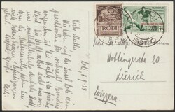 Ägäische Inseln 1.9.1934 Rodi Ansichtskarte mit Mi. 18 + 140, ...
