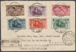 Ägäische Inseln 23.5.1932 Rodi R-Luftpostbrief nach Firenze, Mi.Nrn ...