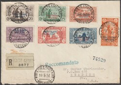 Ägäische Inseln 15.5.1932 Rodi R-Satzbrief nach Reading / USA, Mi. ...