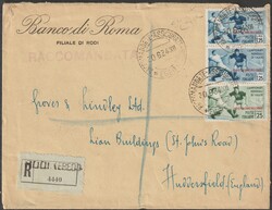 Ägäische Inseln 30.6.1934 Rodi R-Brief nach Huddersfield/GB, ...