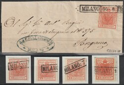 Lombardei und Venezien Lot mit Faltbrief Milano nach Bergamo 30 - 8 - ...