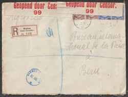 Südwestafrika 7.4.1916 zensierter R-Brief von Windhuk an das Bureau ...