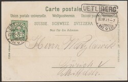 Bahnpost UETLIBERG im Kasten 22.4.1901 (Zürich) auf Litho Künzli Nr ...