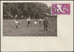PP 1951 Maximumkarte SBK B54 "Hornussen", eingeschrieben nach Genf ...