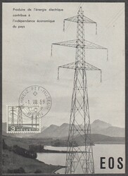CH 1949 Maximumkarte SBK 297 "Hochspannungsleitung"