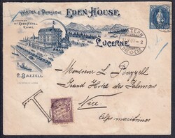 Hotel/Bad LU Luzern 14.05.1914, Litho Briefkuvert "Hôtel & Pension ...