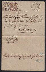 AG FRICK 7.10.1879 Chargé -Brief mit Inhalt mit SBK 30 + 42, Befund ...