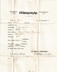 BE Biglen 03.02.1861, Schreibschriftstempel auf Löschungsanzeige ...