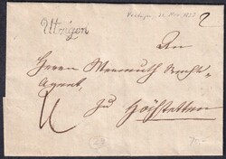 BE Utzigen 21.3.1833 Schreibschriftstempel auf Faltbrief mit Inhalt ...