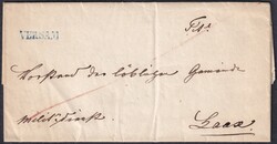 GR VERSAM 31.01.1856, blauer Stabstempel auf Faltbrief in ...