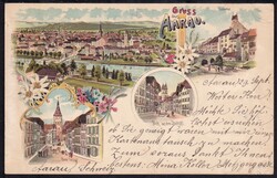 AG Aarau 1898/1905 2 Lithos, die von 1905 mit Rasierklingen-Stempel ...
