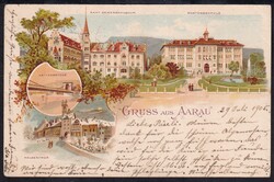 AG Aarau 1898/1905 2 Lithos, die von 1905 mit Rasierklingen-Stempel ...