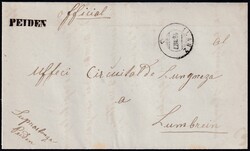 GR PEIDEN 16.7.1877 (Ilanz), Faltbrief mit Inhalt über Villa nach ...