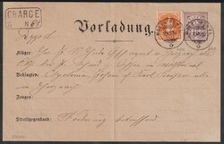 AG WOLFLINSWYL Vollstempel 10.8.1890 auf Vorladung mit WZ SBK 64A + ...