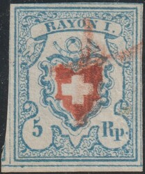 Rayon I hellblau SBK 17II Type 37 mit Rötelentwertung, breitrandig ...