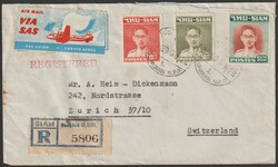 Thailand 2 Flugpostbriefe 1949 + 1950 in die Schweiz, einer mit ...