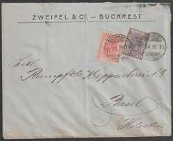 Rumänien 11.7.1905 Brief aus Bukarest in die Schweiz mit Perfin, ...
