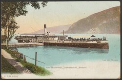 BE Thunersee 22.1.1908 kolorierte Ansichtskarte "Dampfschiff Beatus" ...