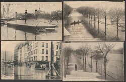 Frankreich Lot 4 Ansichtskarten vom Hochwasser von 24.1.1910  ...