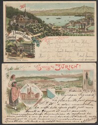 Zürich ab 1898 Lot 16 Ansichtskarten (3 Lithos, 1 Prägekarte), 3 ...