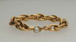 Perlen-Bracelet Hübsches Perlen-Bracelet in Gelbgold 18K mit ...