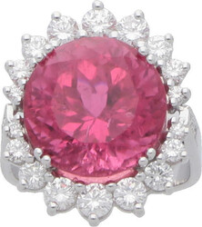 Turmalin-Brillant-Ring Glamuröses Schmuckstück in Weissgold 18K mit ...