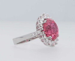 Turmalin-Brillant-Ring Glamuröses Schmuckstück in Weissgold 18K mit ...