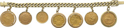 Münz-Armband Bettel-Armband in Gelbgold 14K im Panzer-Muster mit 7 ...