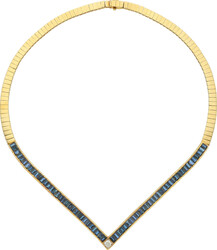 Saphir-Brillant-Set Dekoratives Schmuckset in Gelbgold 18K bestehend ...