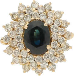 Saphir-Brillant-Ring Strahlender Cocktail-Ring in Gelbgold 18K mit ...