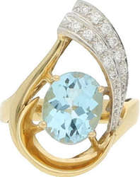 Topas-Brillant-Ring Aussergewöhnliches Design in Gelbgold/Weissgold ...
