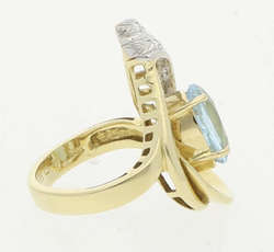 Topas-Brillant-Ring Aussergewöhnliches Design in Gelbgold/Weissgold ...
