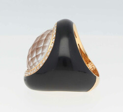 Morganit-Diamant-Ring Cocktail-Ring, signiert Bucherer, in Gelbgold ...