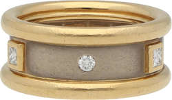 Brillant-Ring Modernes Design in Weissgold/Gelbgold 18K mit 3 ...