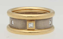 Brillant-Ring Modernes Design in Weissgold/Gelbgold 18K mit 3 ...